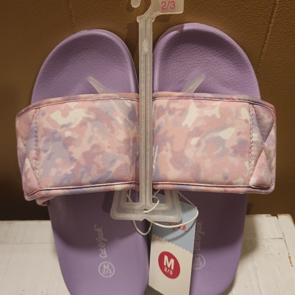 New Cat & Jack Kids Purple and Pink Slide Sandals